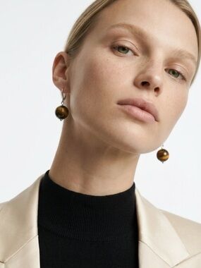 Artisan Tiger Eye 12 mm AAA Drop Earrings with sterling silver hooks 925